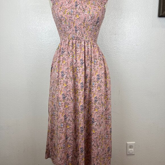 CODE X MODE Sleeveless Ruffle Summer Floral Dusty Rose Maxi Dress Size S - Picture 3 of 8